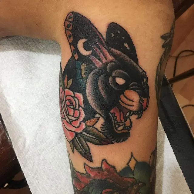 Panther, rose and moth wings